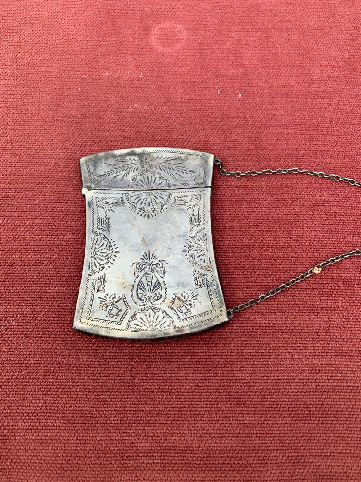 Antique Silver Aesthetic Movement Engraved Calling Card Case