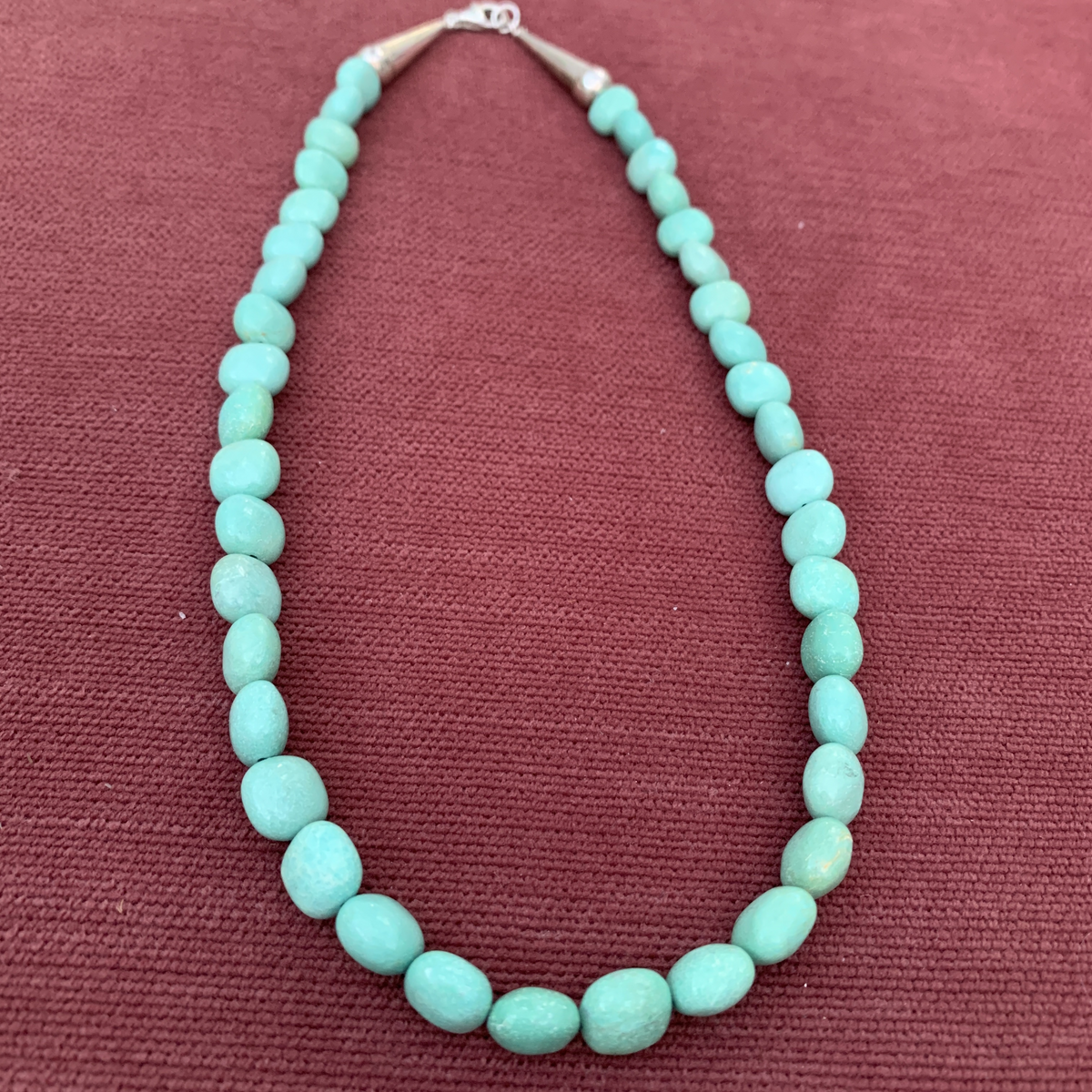Graduated Oval Turquoise Bead Necklace