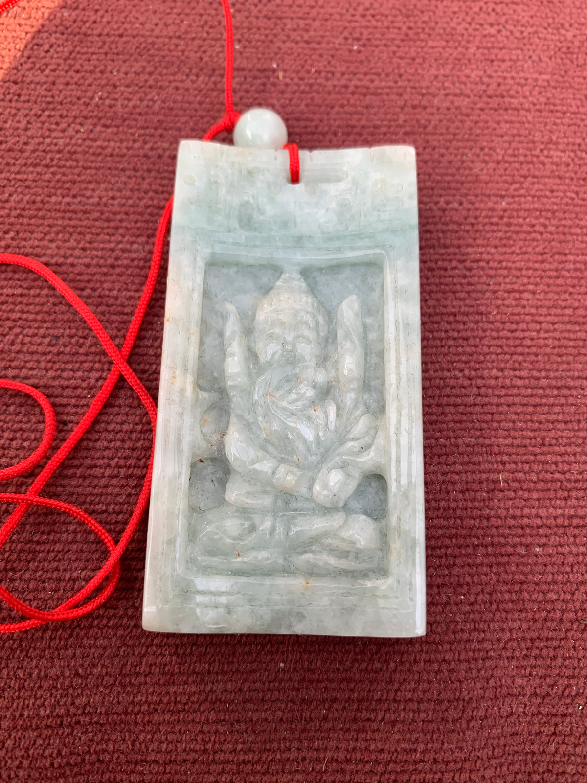 Hand Carved Natural Jadeite Guanyin Pendant