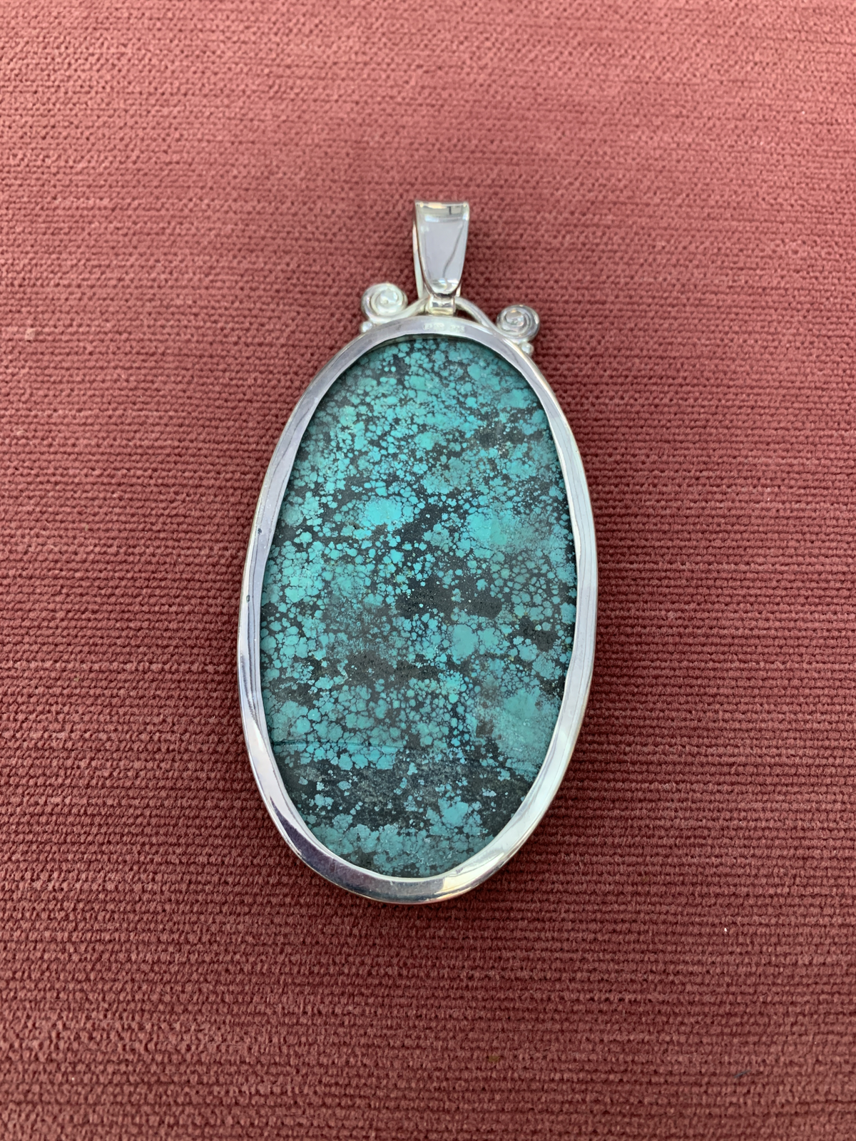 Large Oval Kingman Turquoise Pendantwith Sterling Silver Bail