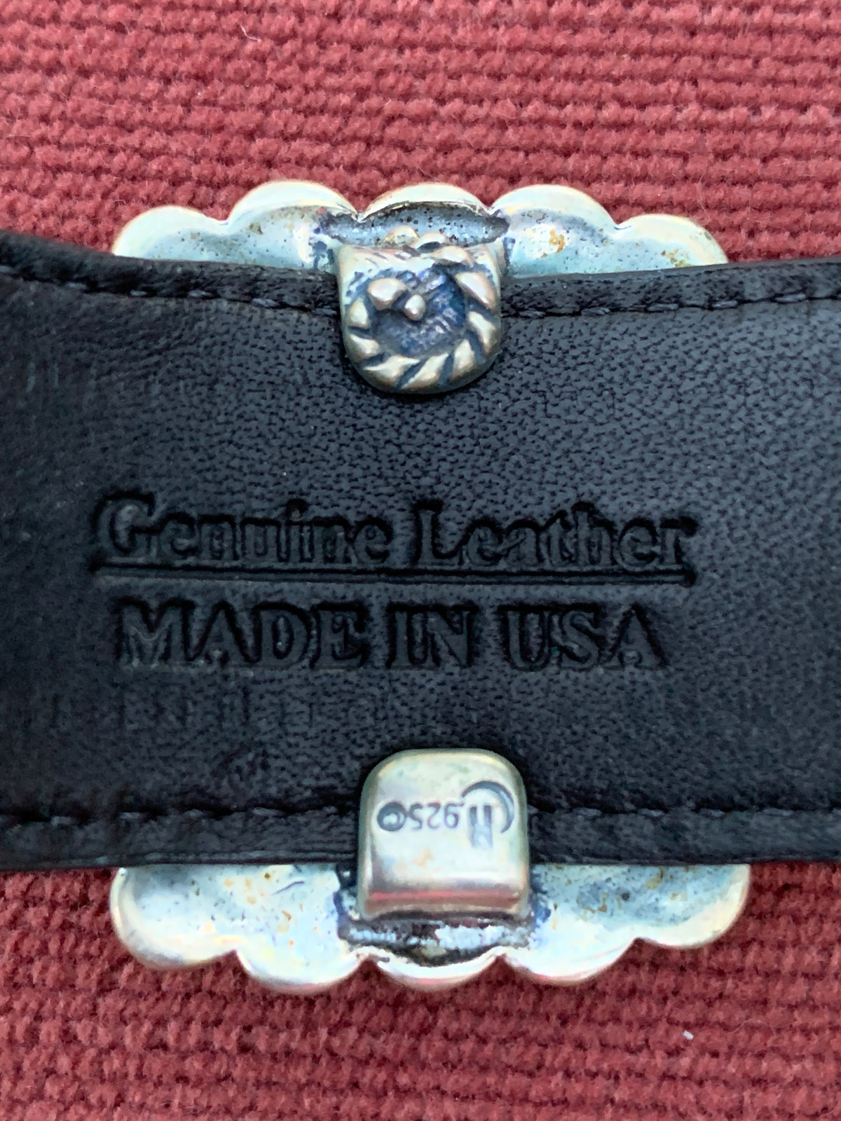 Relios Carolyn Pollack Sterling Silver Tooled Leather Turquoise Cuff