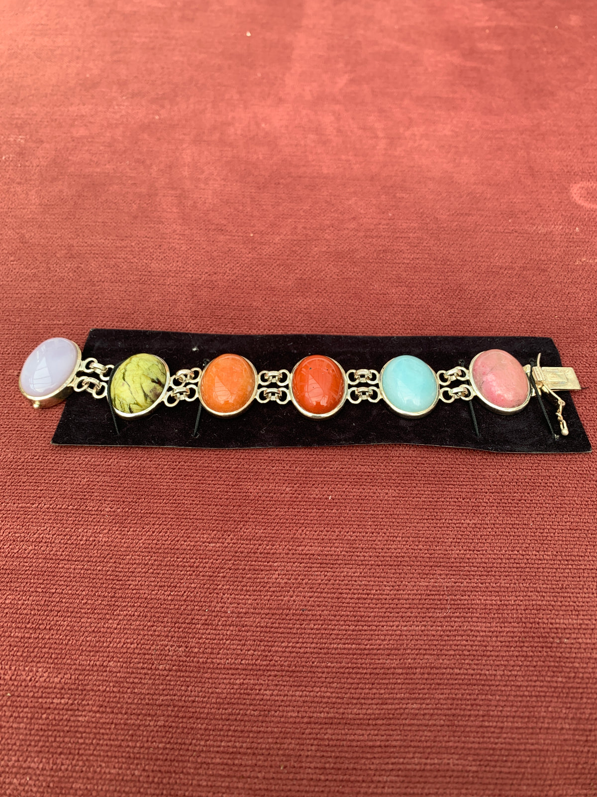 Whitney Kelley Sterling Silver Multi Stone Cabochon Link Bracelet