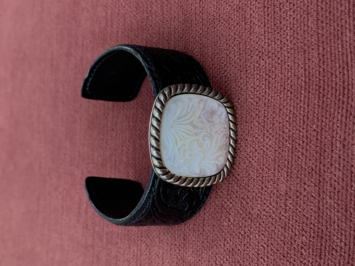 Carolyn Pollack Relios Sterling Silver Carved Motherof Pearl Cuff Bracelet