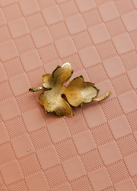 Vintage Gold Leaf Brooch - Our Brooklyn Brownstone