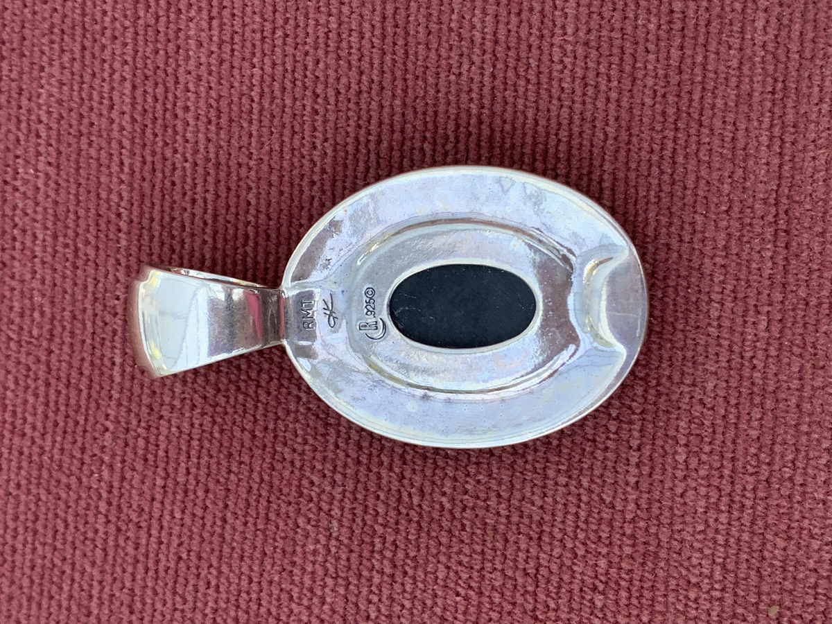 Native American Sterling Silver Pendantwith Multi Stone Inlay