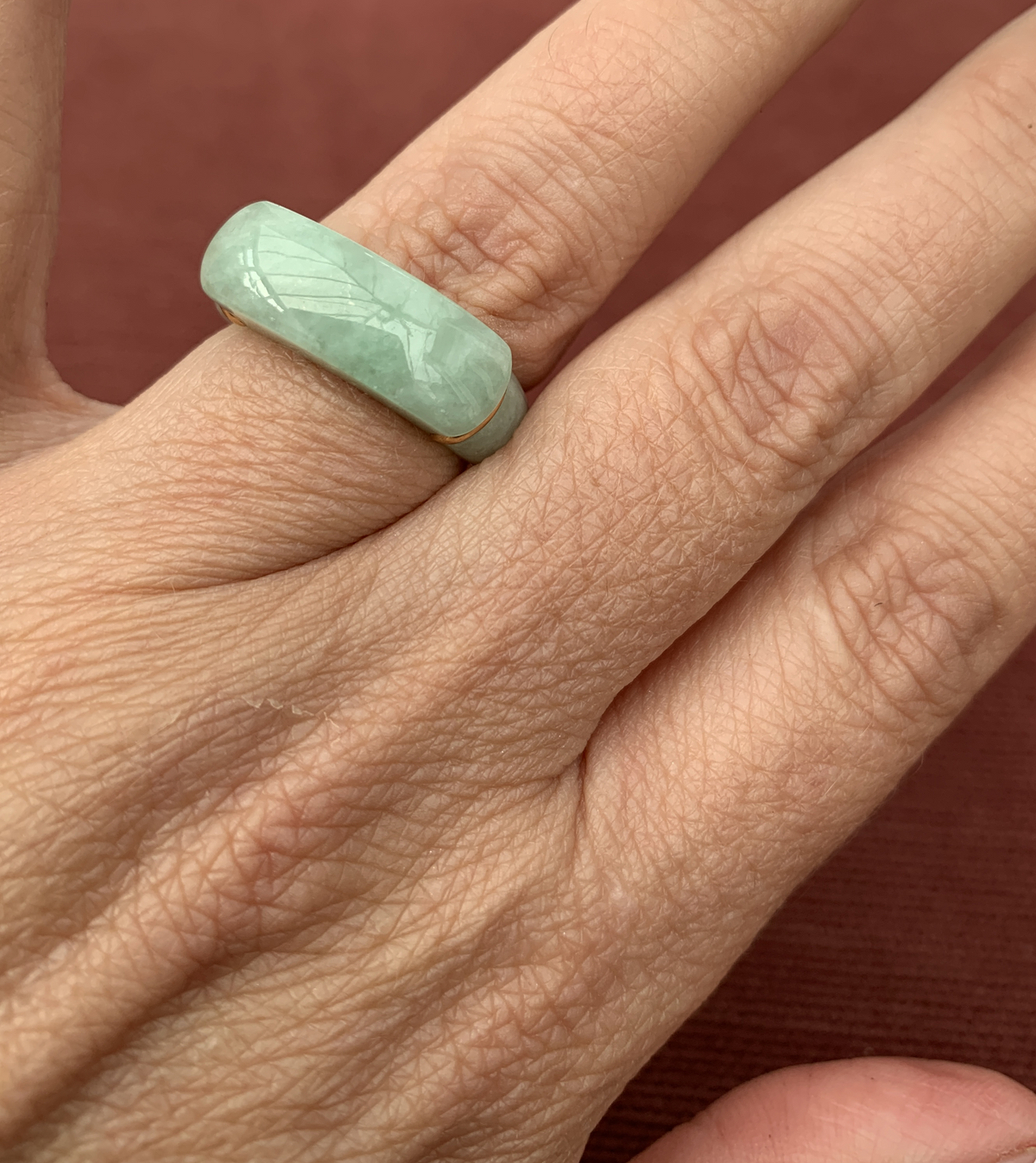 Natural a Grade Mosson Snow Jadeite Ring