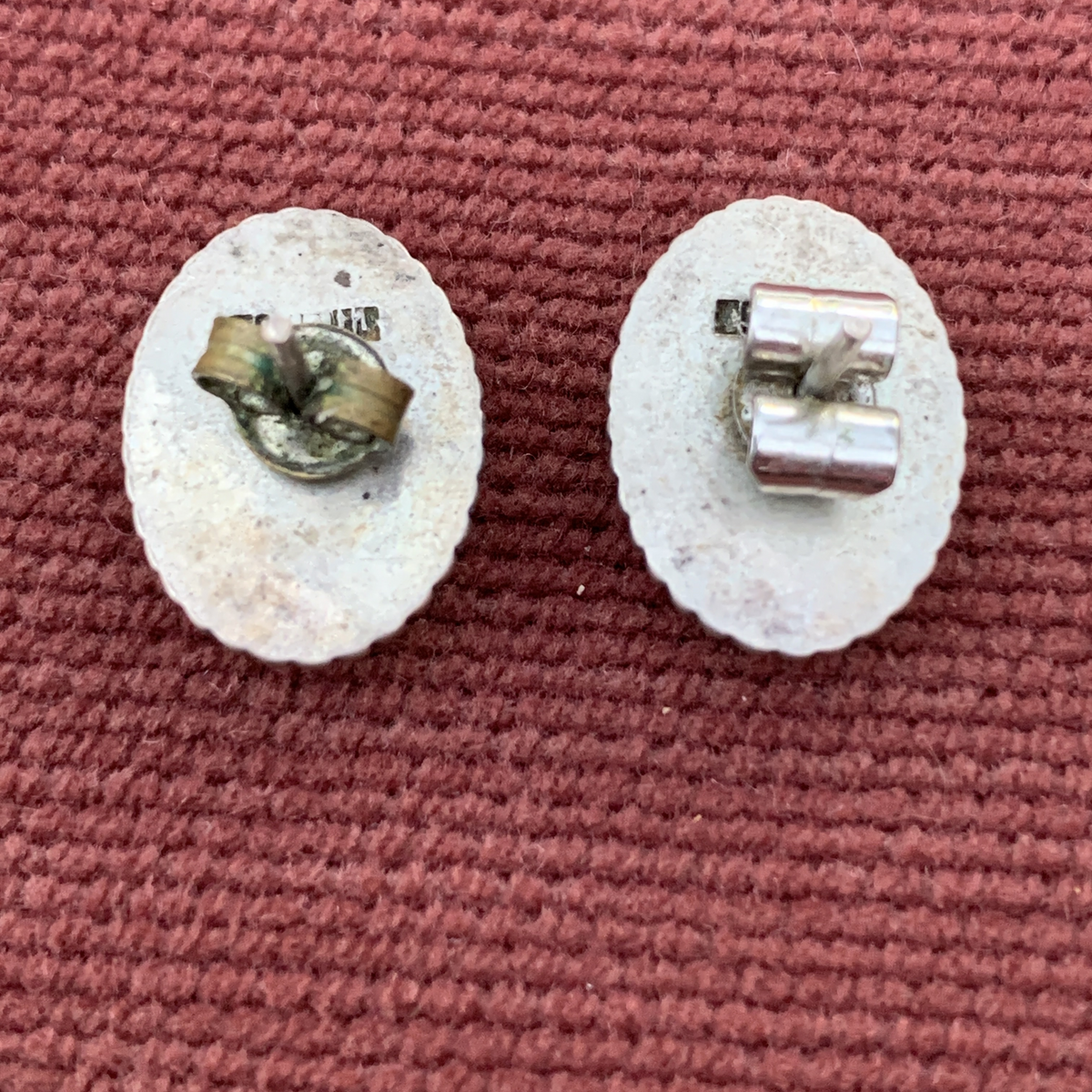 Navajo Sterling Silver Earrings Oval Turquoise