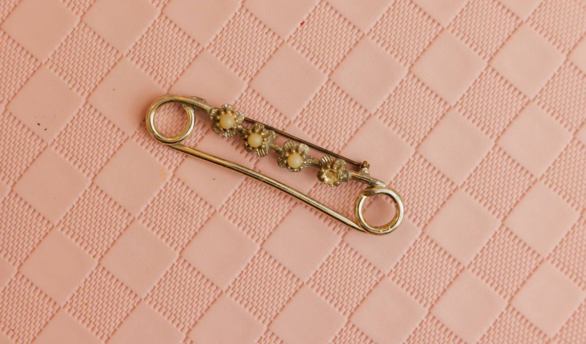 Vintage Floral Safety Pin Brooch - Our Brooklyn Brownstone