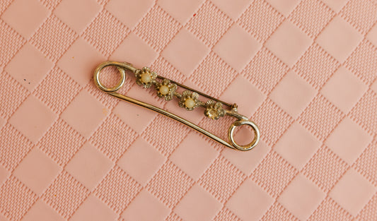 Vintage Floral Safety Pin Brooch - Our Brooklyn Brownstone