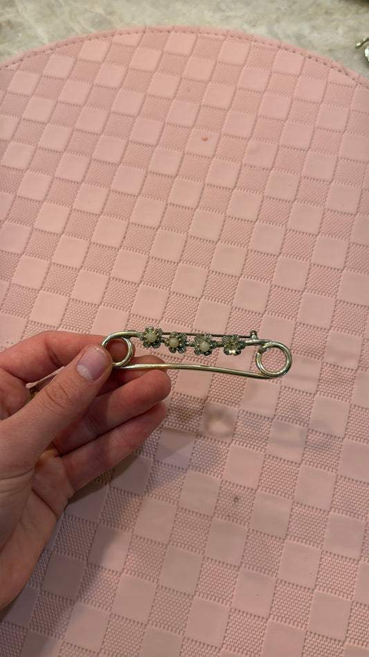 Vintage Floral Safety Pin Brooch - Our Brooklyn Brownstone