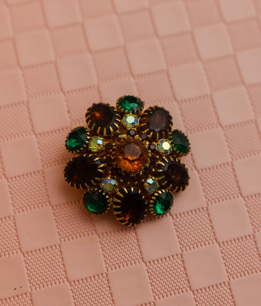 Vintage Emerald & Amber Brooch - Our Brooklyn Brownstone
