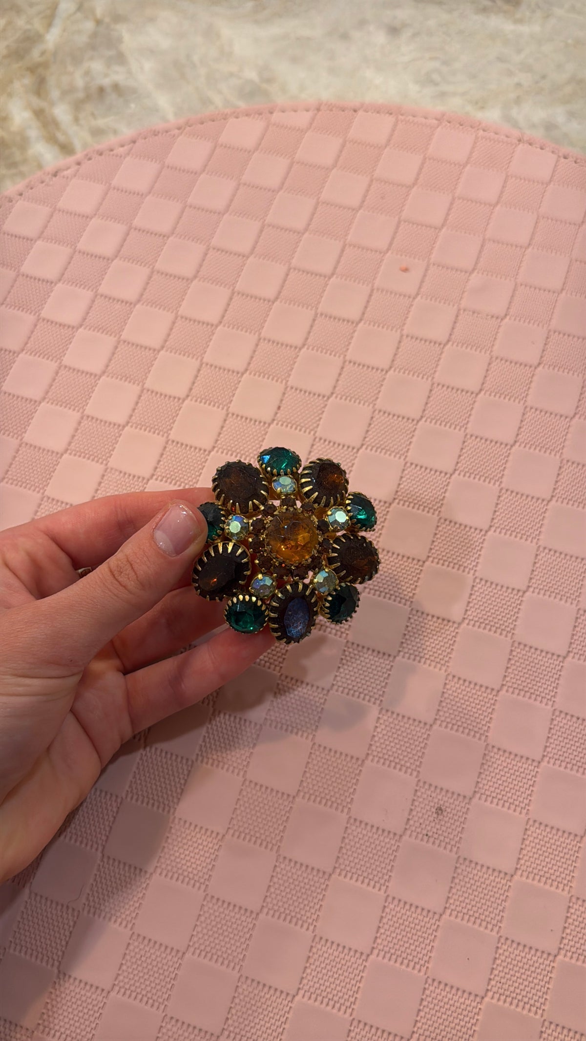 Vintage Emerald & Amber Brooch - Our Brooklyn Brownstone