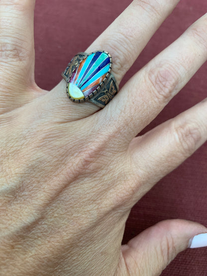 Roderick Tenorio Sterling Silverand14k Gold Sunrise Inlay Ring