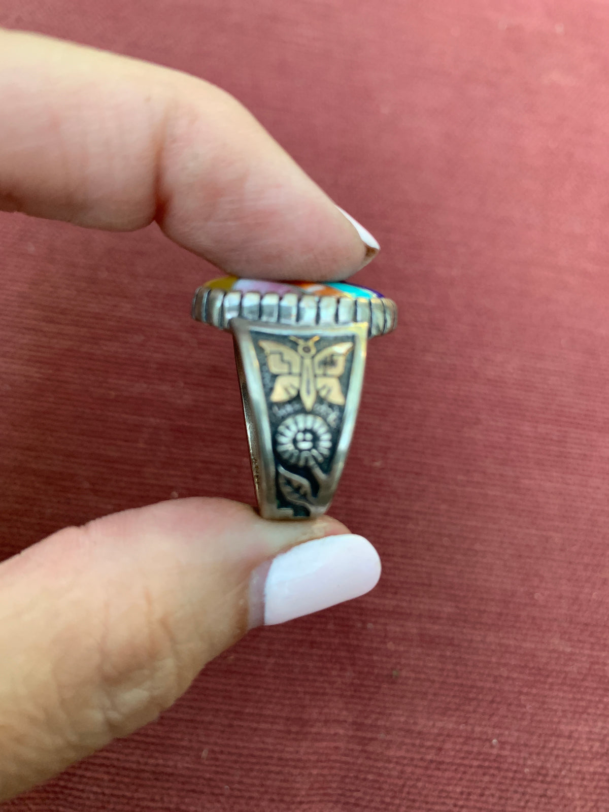 Roderick Tenorio Sterling Silverand14k Gold Sunrise Inlay Ring