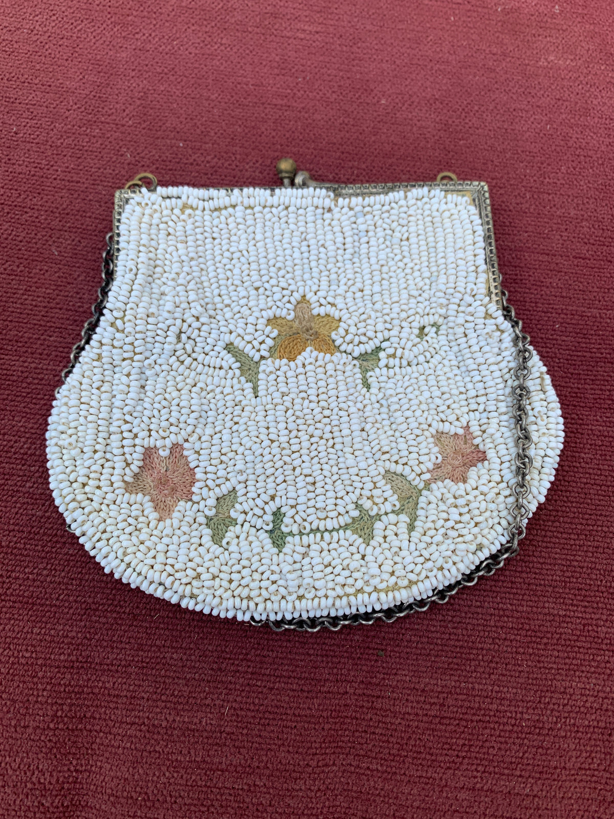 Vintage Art Deco Floral Beaded Coin Purse
