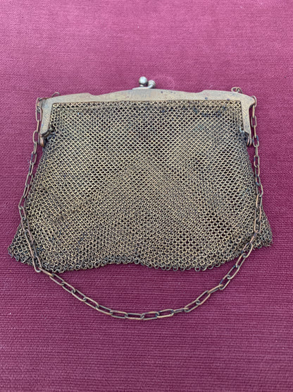Vintage Gold Tone Chainmail Flapper Evening Bag