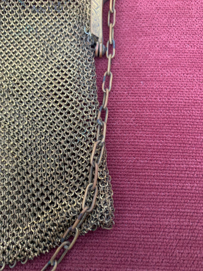 Vintage Gold Tone Chainmail Flapper Evening Bag