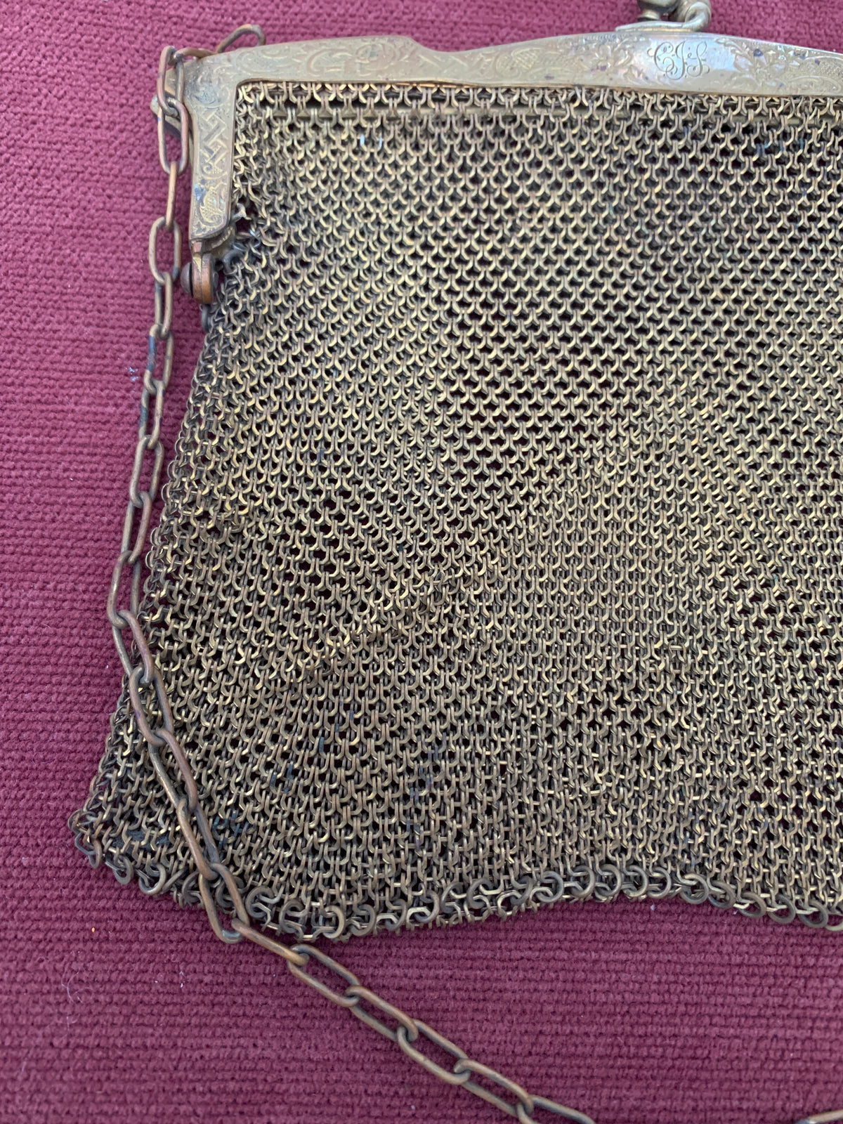 Vintage Gold Tone Chainmail Flapper Evening Bag