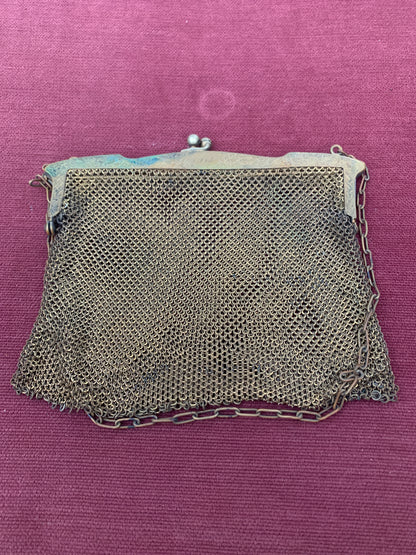 Vintage Gold Tone Chainmail Flapper Evening Bag