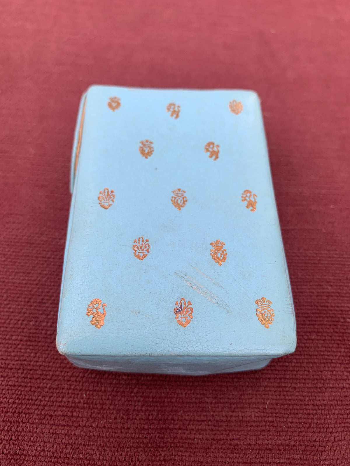Vintage Light Blue Heraddic Motif Cigarette Case