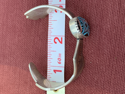 Vintage Native American Cuff Braceletwith Turquoiseand Motherof Pearl Inlay