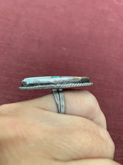 Vintage Navajo Sterling Silver Turquoiseand Motherof Pearl Inlay Ring