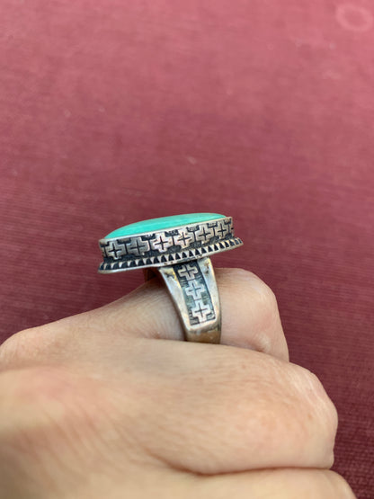Vintage Sterling Silver Marquise Turquoise Statement Ring